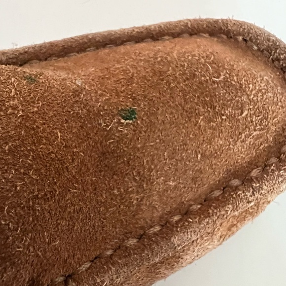 UGGs boys slippers sz 3 VGUC suede moccasin shearling lined rubber sole UK 2 - Picture 7 of 8